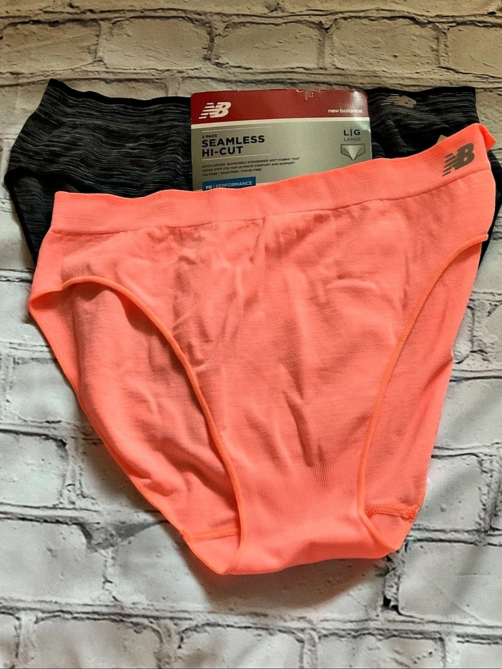 NWT Size Large New Balance Seamless Hi-Cut 2-Pack Panties Pink & Black